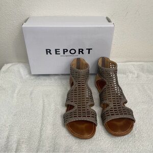 Report Women's Gray Gabin Perforated Faux Leather Gladiator Sandal Size 9 Casual